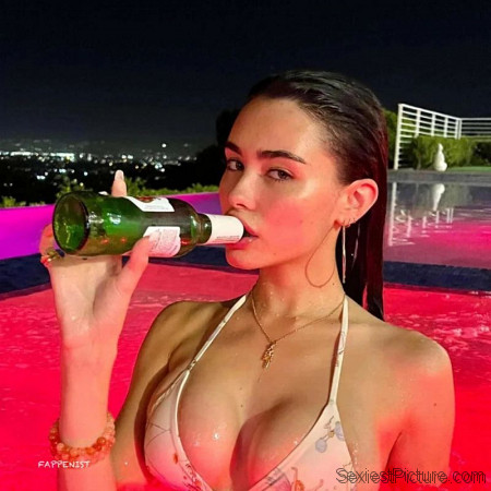 Madison Beer Wet Big Tits Drinking