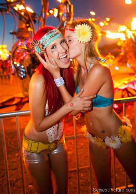 Rave party teen girls kissing lesbian drunk high