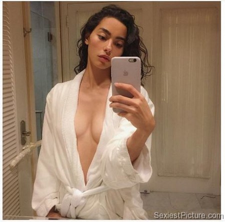 Adrianne Ho sexy selfie nude robe boobs cleavage