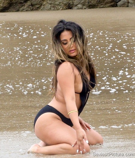 Ally Brooke sexy bathing suit wet beach boobs paparazzi
