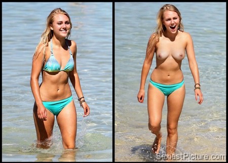 Anna Sophia Robb nude beach topless boobs big tits