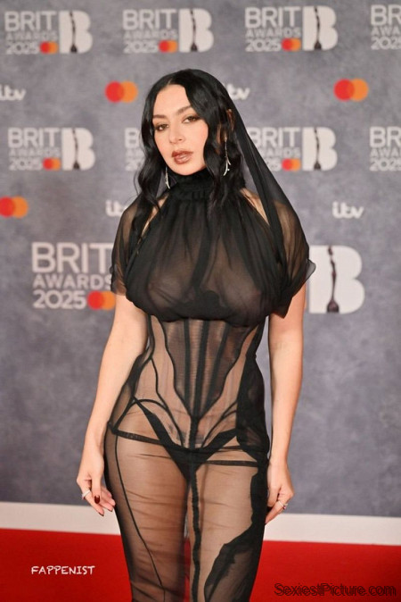 Charli XCX Nude Big Tits See Through Dress