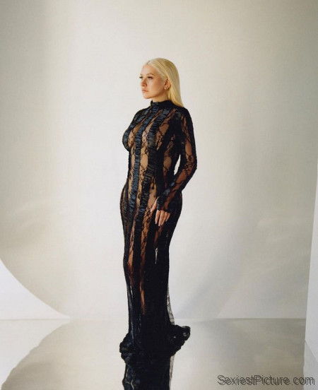 Christina Aguilera Sexy See Through Dress