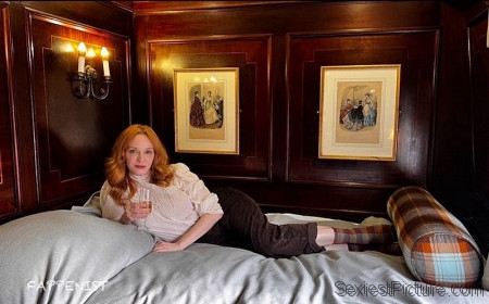 Christina Hendricks Laying in Bed