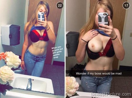 Cute sexy teen nude topless work selfie bathroom snapchat leaked