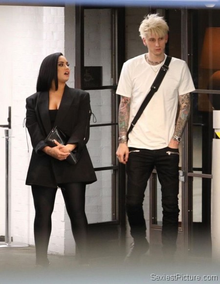 Demi Lovato Leaving Hotel With Machine Gun Kelly