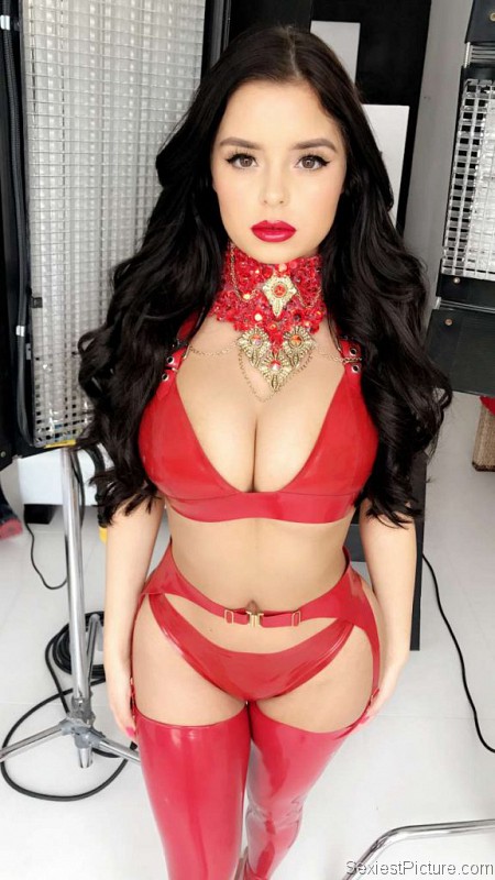 Demi Rose in latex lingerie