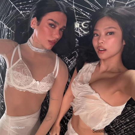 Dua Lipa and Jennie Kim Sexy Lingerie in Bed Together