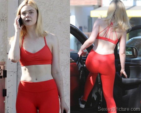 Elle Fanning sexy ass in spandex