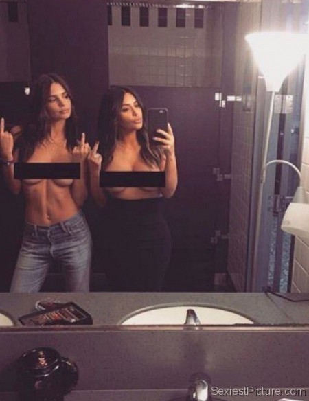 Emily Ratajkowski and Kim Kardashian Topless