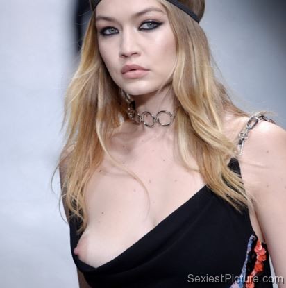 Gigi Hadid nude nip slip tit wardrobe malfunction model
