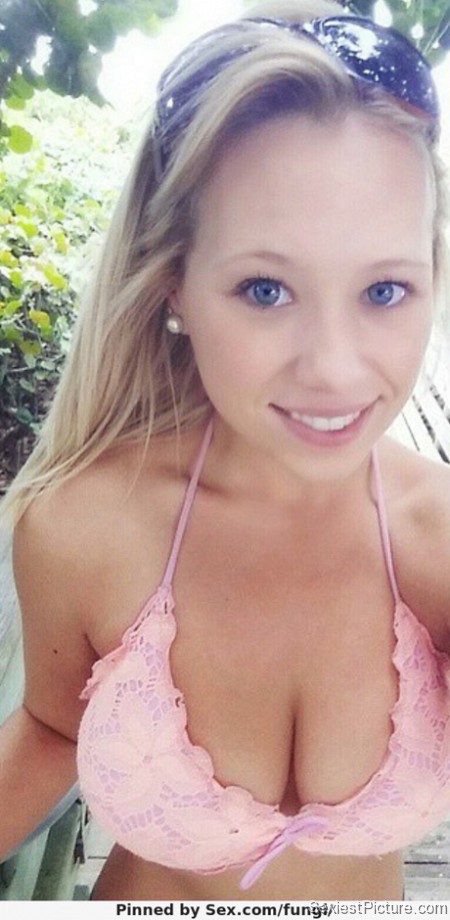 Gorgeous cute blonde blue eyes lingerie big boobs tits cleavage