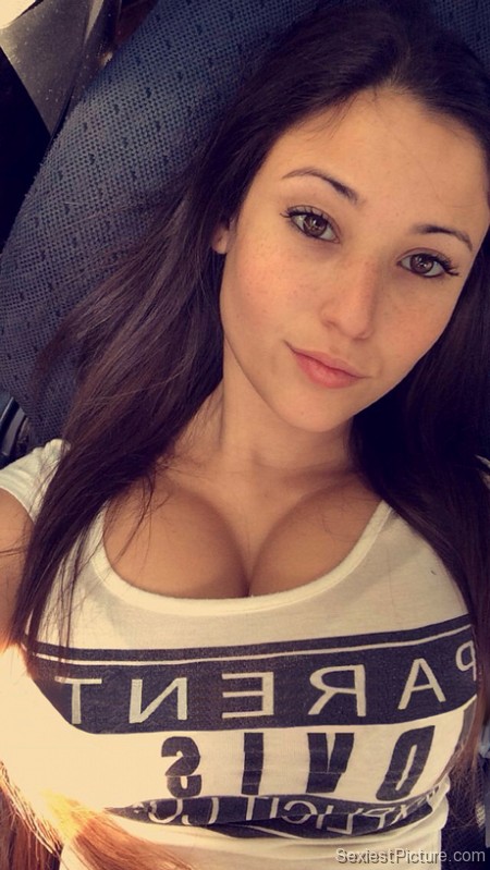 Gorgeous sexy brunette teen cute big huge tits boobs cleavage