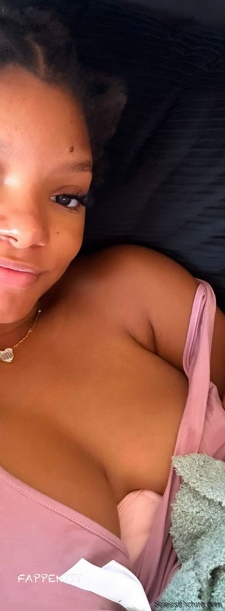 Halle Bailey Tits in Bed