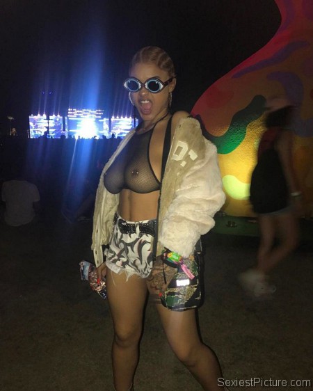 India Westbrooks see through boobs at Coachella