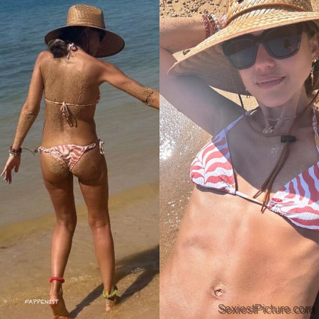 Jessica Alba Sexy Ass and Tits Thong Bikini