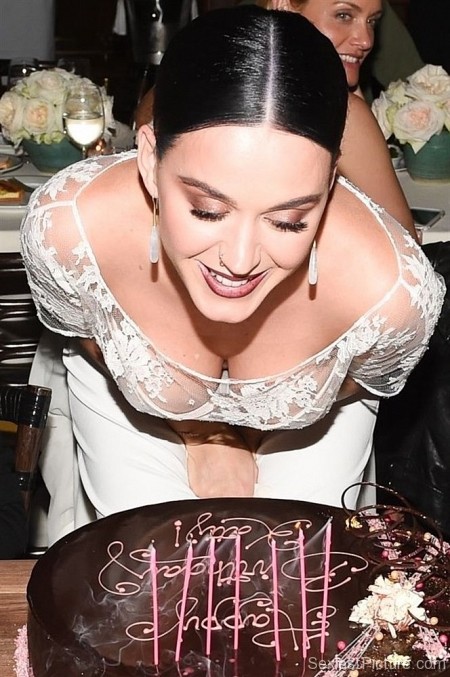 Katy Perry Birthday Cake Boobs Cleavage Bent Over