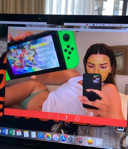 Kendall Jenner Braless Playing Games in a Thong