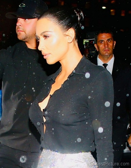 Kim Kardashian Braless Boobs