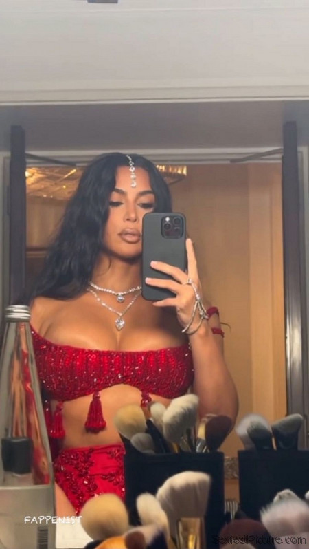 Kim Kardashian Huge Boobs Indian Dress