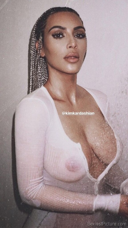 Kim Kardashian boobs wet shirt
