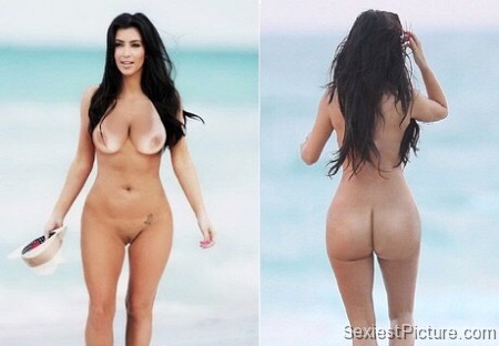 Kim Kardashian nude beach naked boobs big tits pussy ass paparazzi