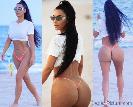 Kim Kardashian sexy booty in a G string