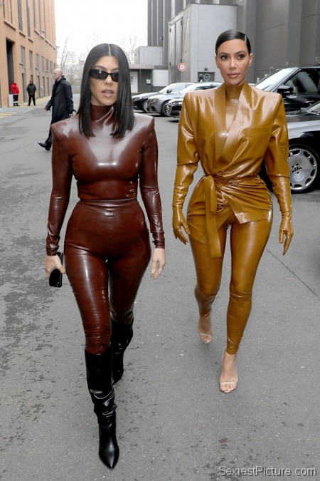 Kim and Kourtney Kardashian Dressed in Latex