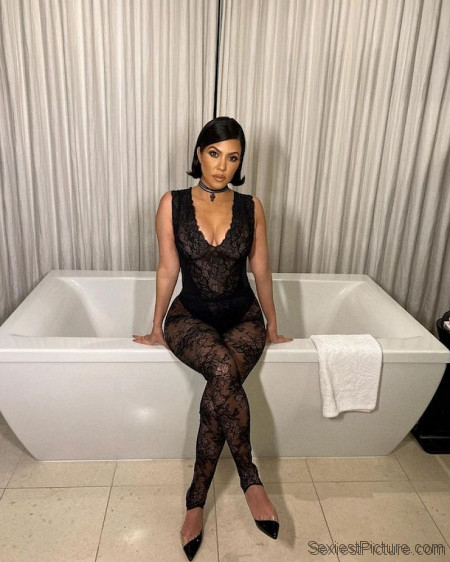 Kourtney Kardashian See Through Lingerie