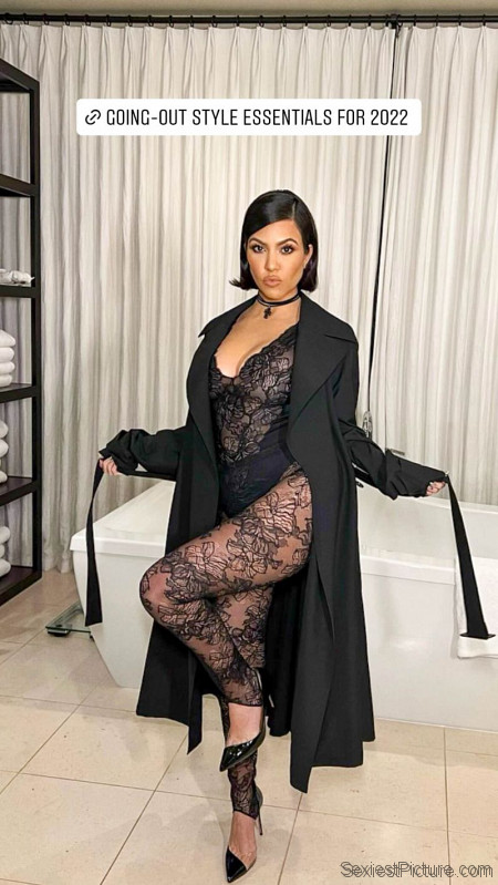 Kourtney Kardashian Sexy See Through Lingerie