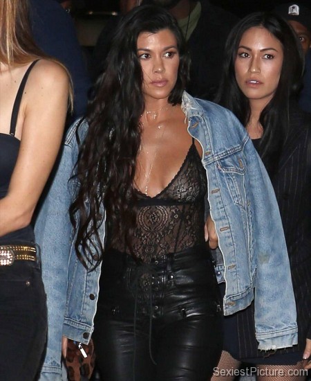 Kourtney Kardashian Sexy See Through Boobs Big Tits Nipples Cleavage Paparazzi