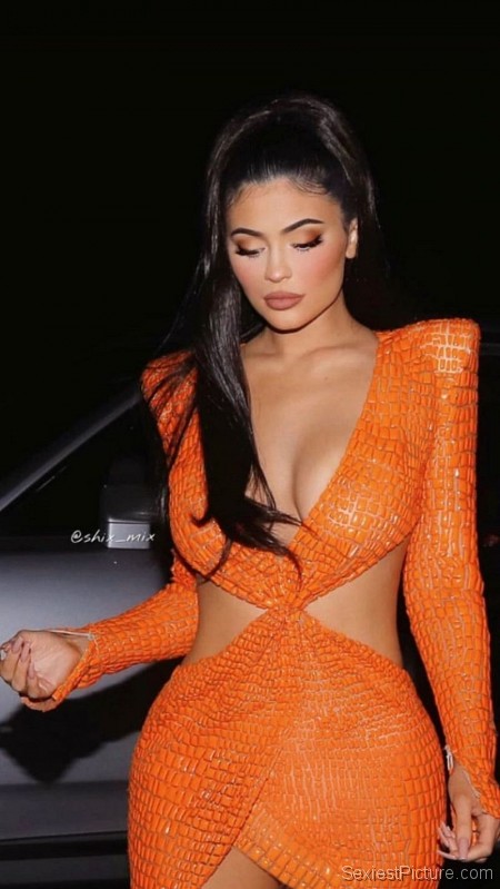 Kylie Jenner Boobs in a Revealing Dress