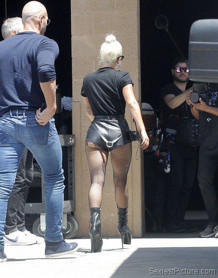 Lady Gaga in Fishnet Stockings