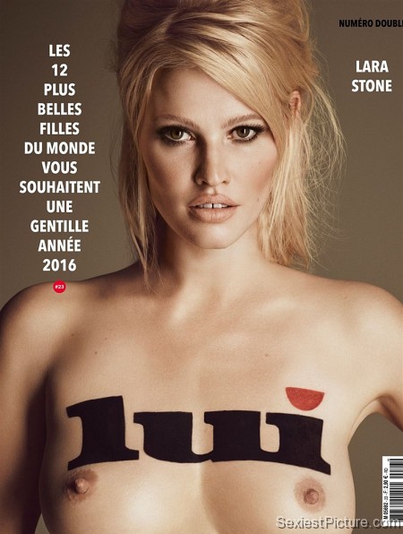 Lara Stone nude topless boobs big tits Lui Magazine Cover