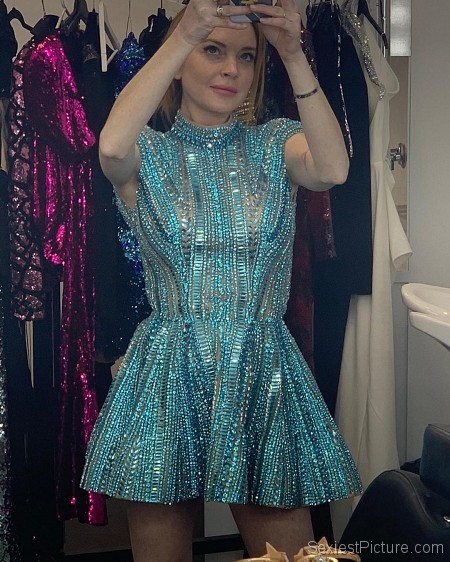 Lindsay Lohan Sexy See Through Dress