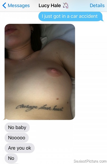 Lucy Hale nude topless boobs tits horny tattoo text message leaked
