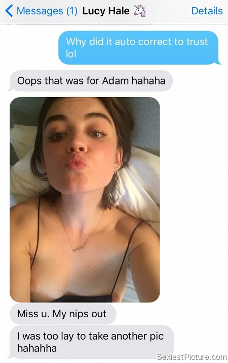 Lucy Hale nude topless boobs tits nipple tattoo text message leaked