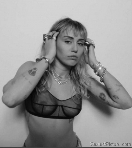 Miley Cyrus Boobs in a See Through Bra