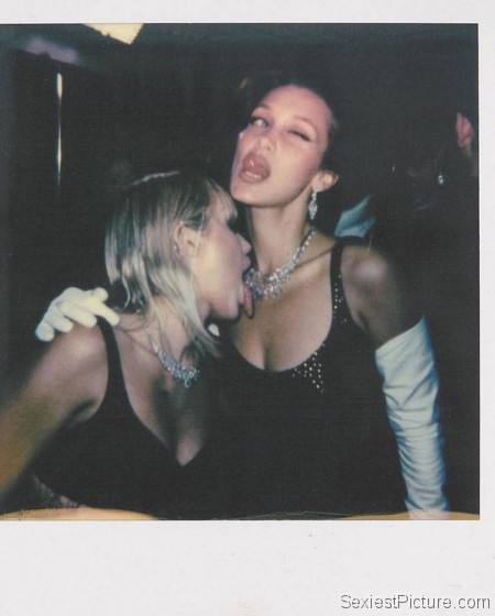 Miley Cyrus Licking Bella Hadid's Boobs
