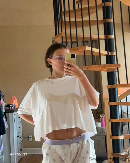 Millie Bobby Brown Nipples in Pajamas