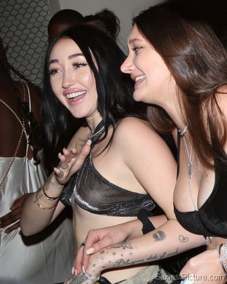 Noah Cyrus Braless Boobs in a See Through Top