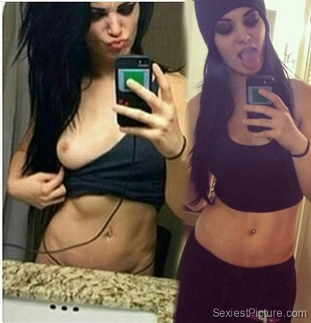 Paige WWE nude topless mirror selfie boobs big tits thong sexy