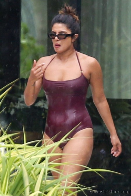 Priyanka Chopra Sexy Tits in a Wet Swimsuit