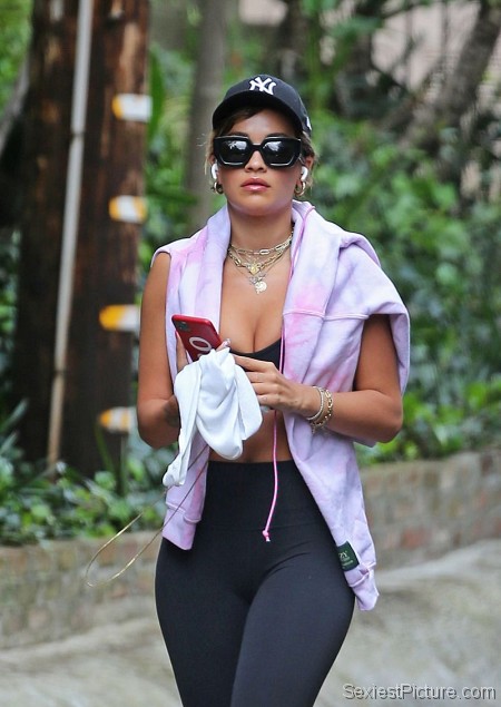 Rita Ora Sexy Cleavage in a Sports Bra