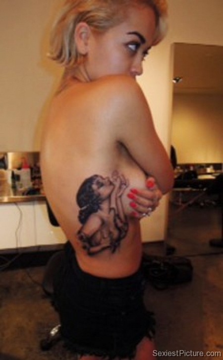 Rita Ora nude topless hand bra tattoo blonde