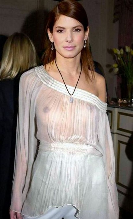 Sandra Bullock see through dress boobs big tits