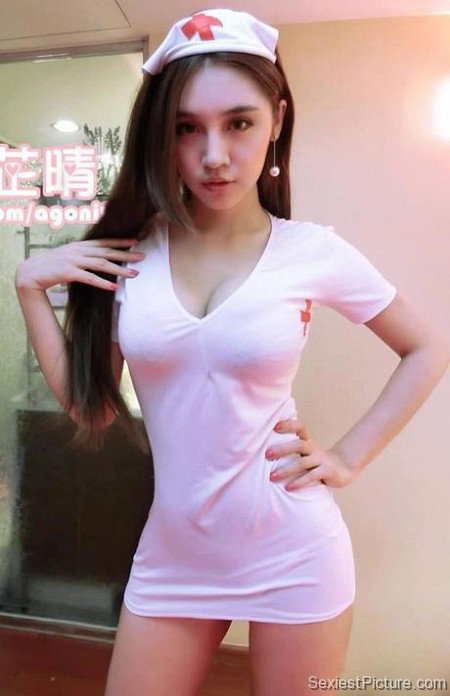 Sexy Asian teen nurse uniform