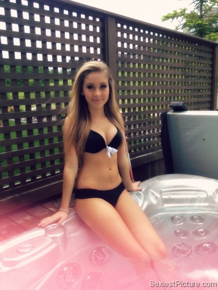 Sexy blonde school teen hot tub bikini cute 