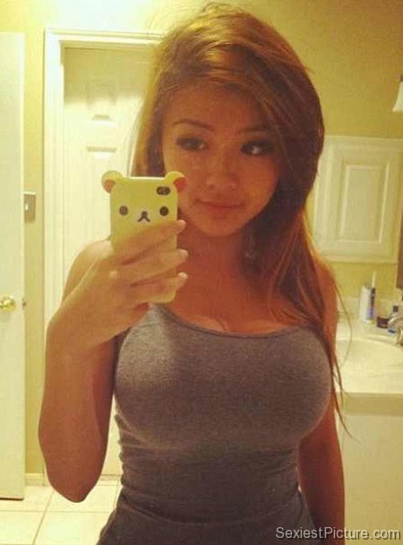Sexy cute Asian selfie big boobs
