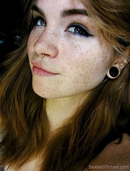 Sexy cute teen babe freckles piercings
